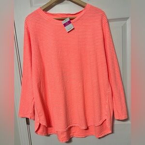 FRESH PRODUCE Women’s Catalina Top Sunkissed Neon Orange 3/4 Sleeves NWT 1X